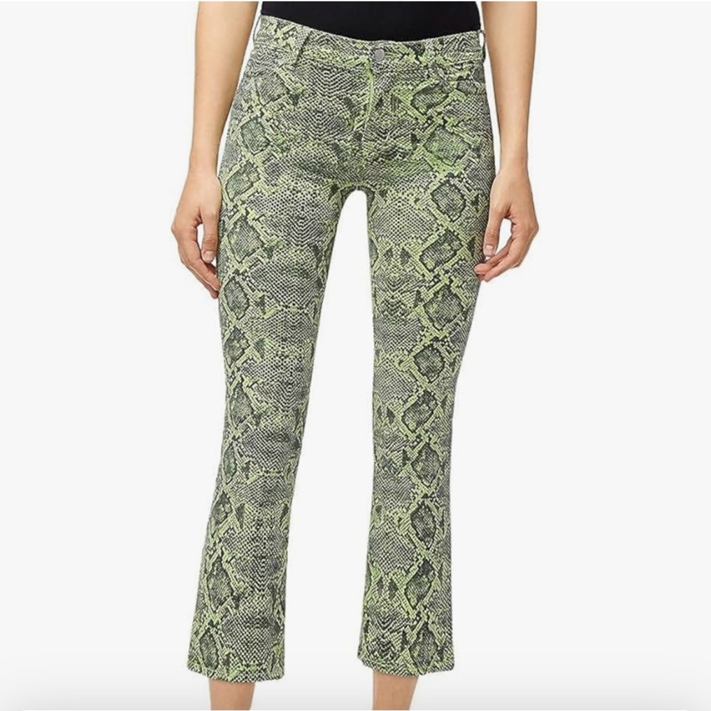 J Brand Selena Denim Snake Print High Waist Crop Stretch Jeans Size 31